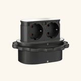 Prise plan de travail PIXEL rétractable inox - Double prise + 1 USB-C