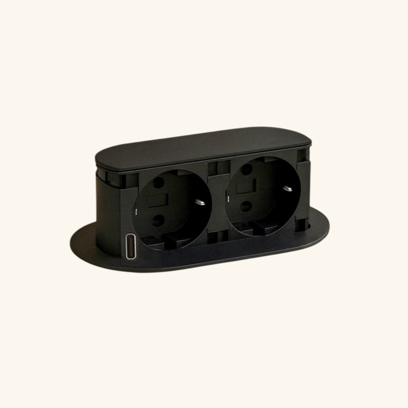 Prise plan de travail PIXEL rétractable noir- Double prise + 1 USB-C