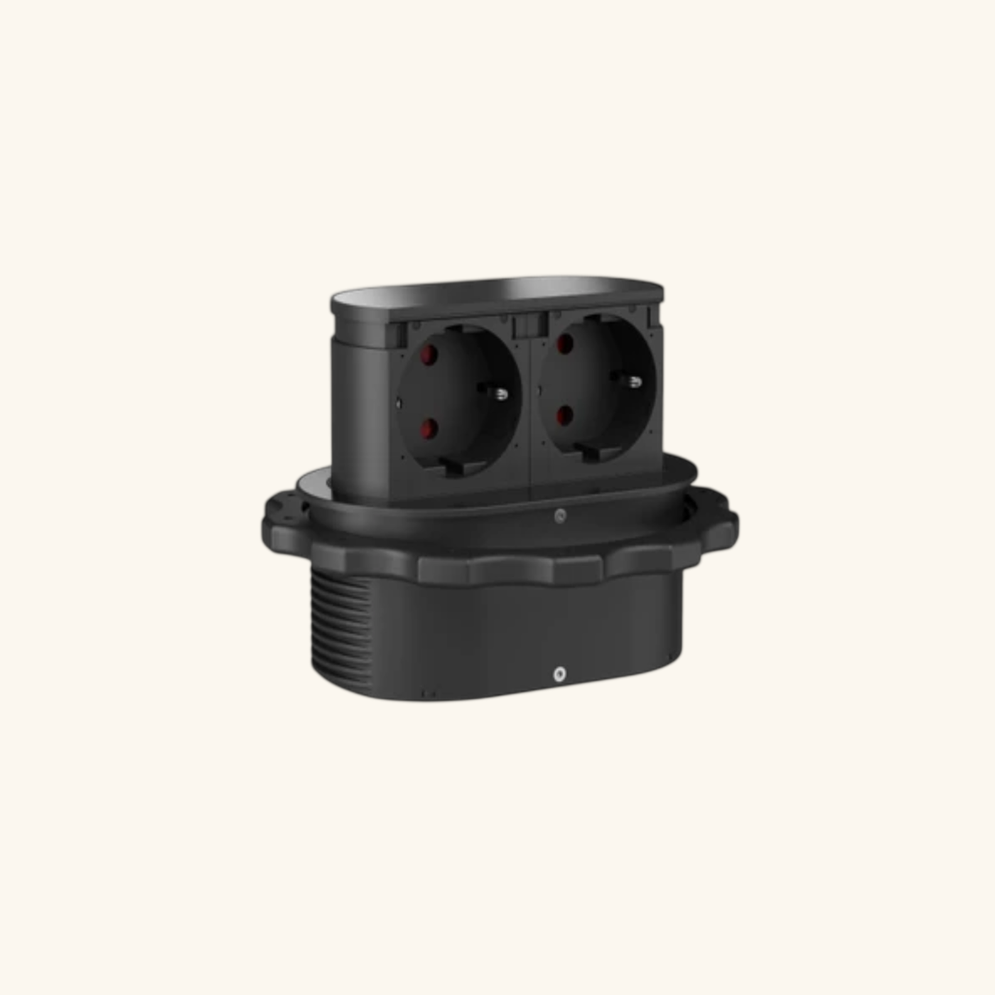 Prise plan de travail PIXEL rétractable noir - Double prise + 1 USB-C