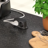 Prise plan de travail PIXEL rétractable noir - Double prise + 1 USB-C