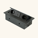 Prise plan de travail BRUME ouverture automatique - Bloc 2 prises + USB-A + USB-C rétractable noir