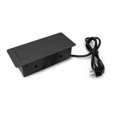 Prise plan de travail BRUME ouverture automatique - Bloc 2 prises + USB-A + USB-C rétractable noir