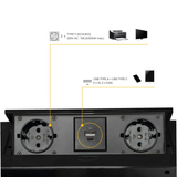 Prise plan de travail BRUME à ouverture automatique - Bloc 2 prises + 1 USB-A + 1 USB-C rétractable gris