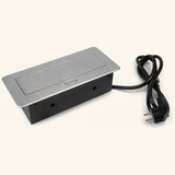 Prise plan de travail BRUME à ouverture automatique - Bloc 2 prises + 1 USB-A + 1 USB-C rétractable gris