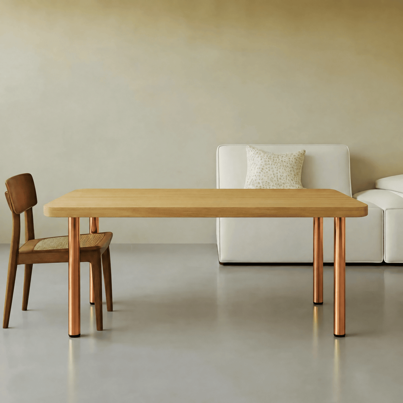 Pied de table réglable métal Rond Cuivre mat H 70.5 x l 6 cm