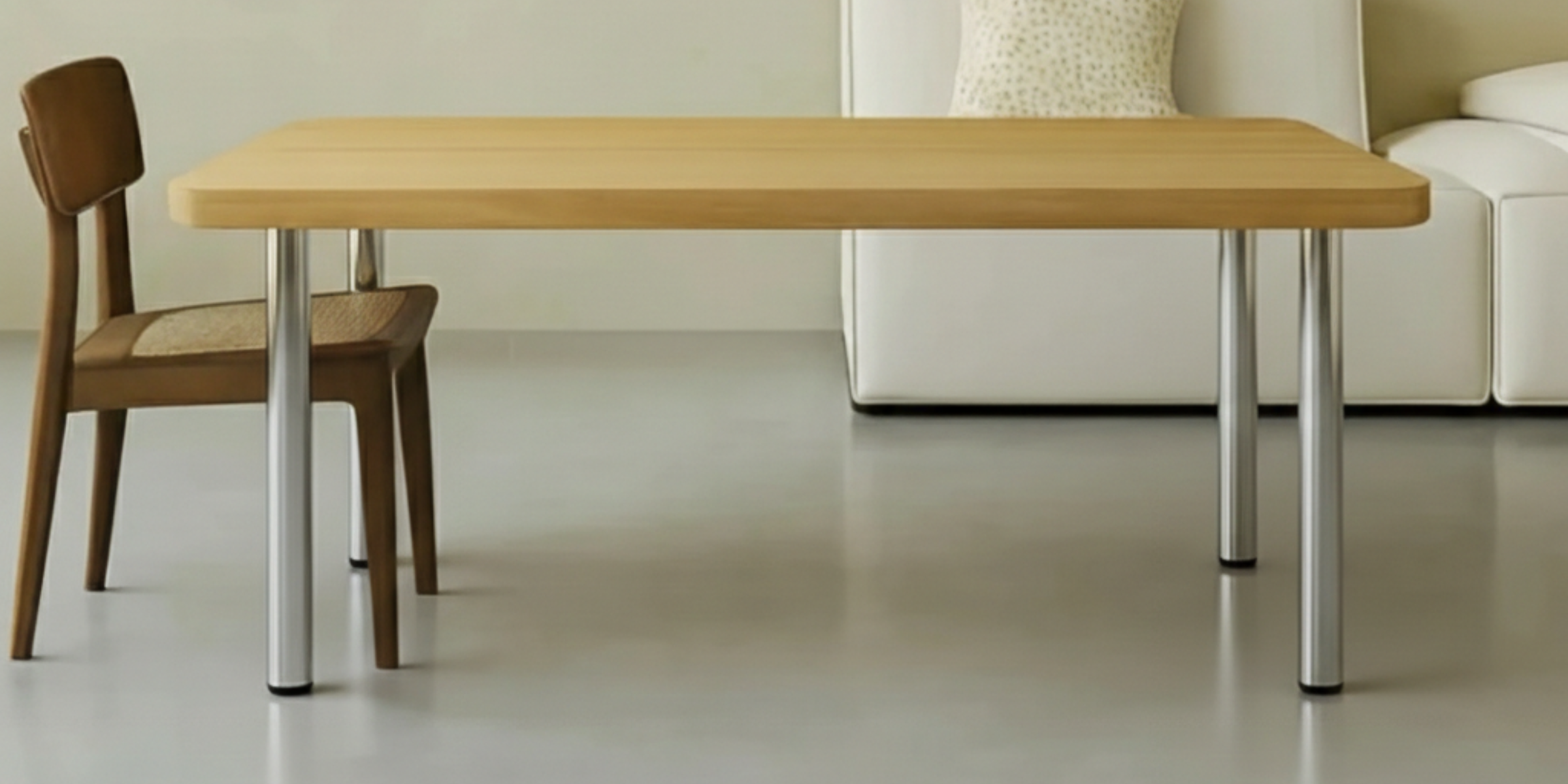 Pied de table réglable métal Rond Chromé H 70.5 x l 6 cm, design et réglable pour plan de travail ou table de cuisine.