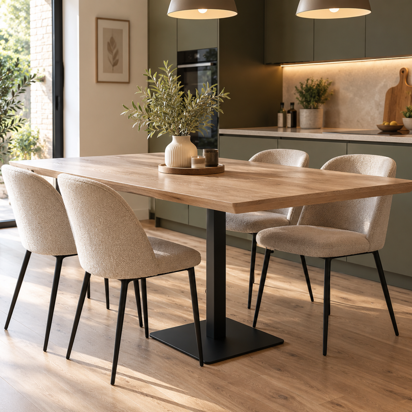 Pied de table central acier noir TEDDY H 88.2 cm et embase carrée 50 cm