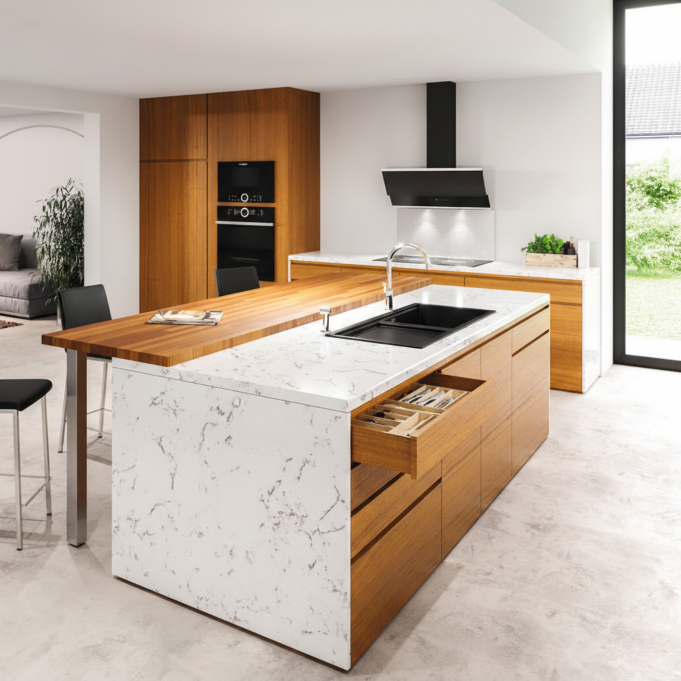 Pied plan de travail réglable Carré brossé aspect Inox H 87 x l 6 cm