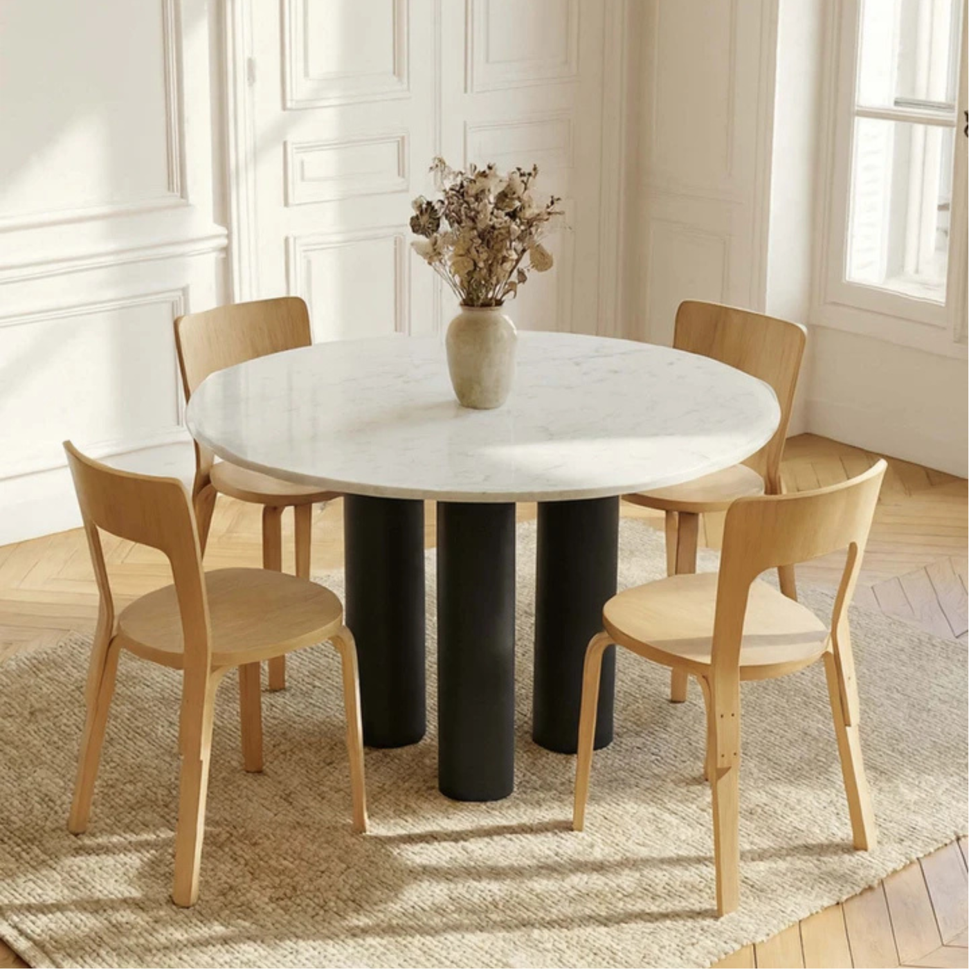 Pied de table colonne RAPHAEL en acier tube Rond droit large Noir H 71 x l 16 cm