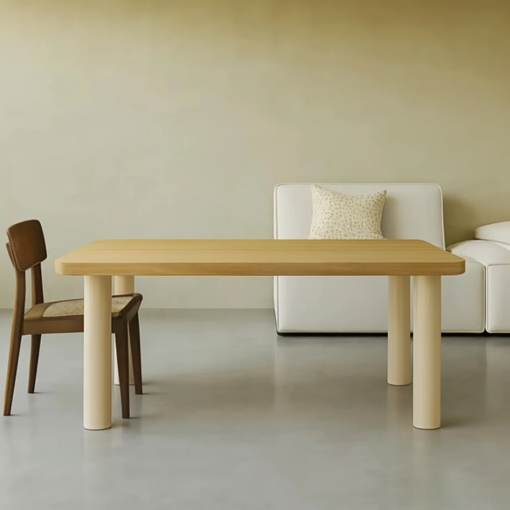 Pied de table colonne RAPHAEL en acier tube Rond droit large Crème H 71 x l 16 cm