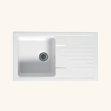 Evier céramique blanc Ewi AGLAE 1 bac 1 égouttoir