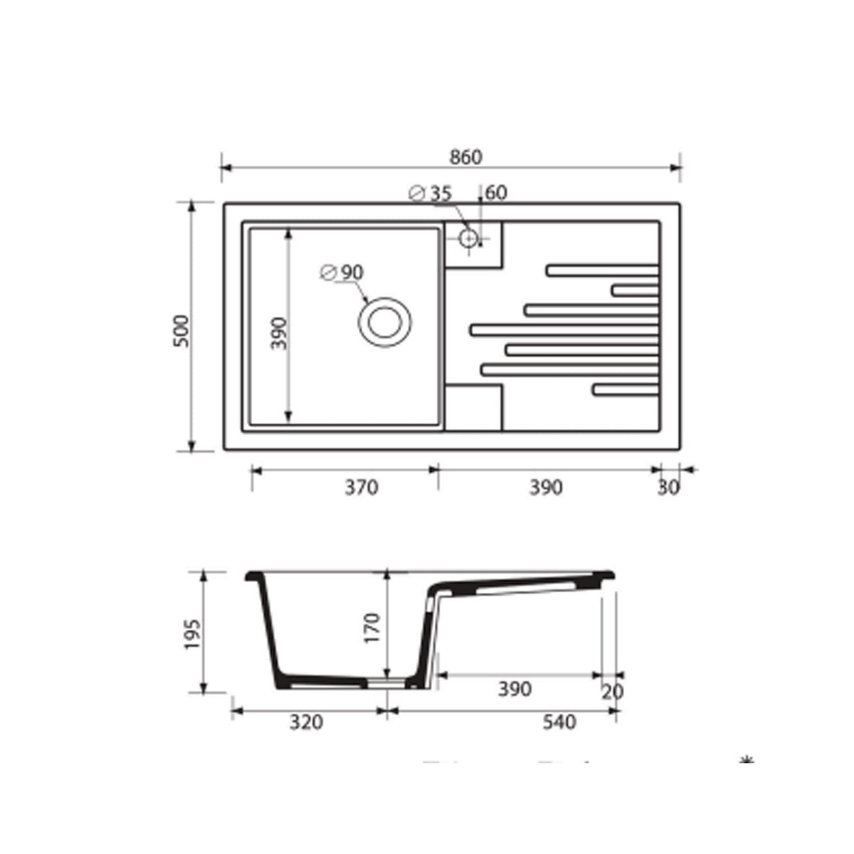 Evier céramique blanc EWI AGLAE 1 bac 1 égouttoir