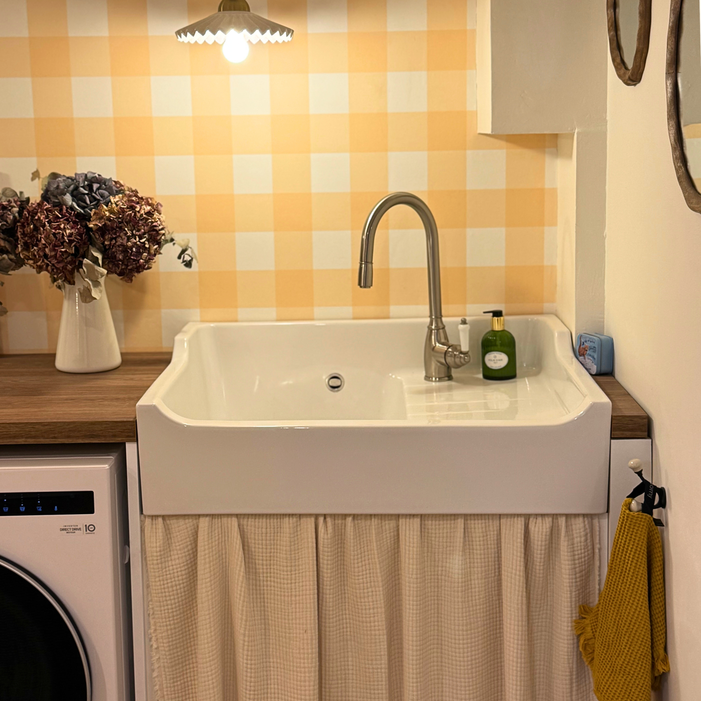 Évier timbre d'office céramique blanc AIMÉ 1 bac 1 égouttoir