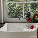 Évier timbre d'office céramique blanc AIMÉ 1 bac - égouttoir à droite