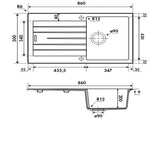 Évier granit gris ALBEY 1 bac - 1 égouttoir