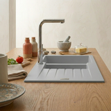 Évier granit gris ALBEY 1 bac et demi - 1 égouttoir