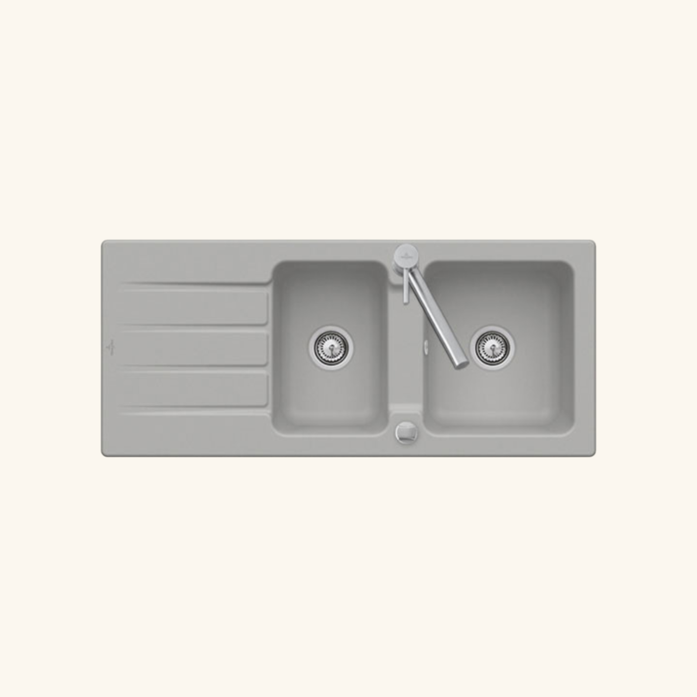 Evier céramique gris fossil Villeroy & Boch ARCHITECTURA 2 bacs 1 égouttoir
