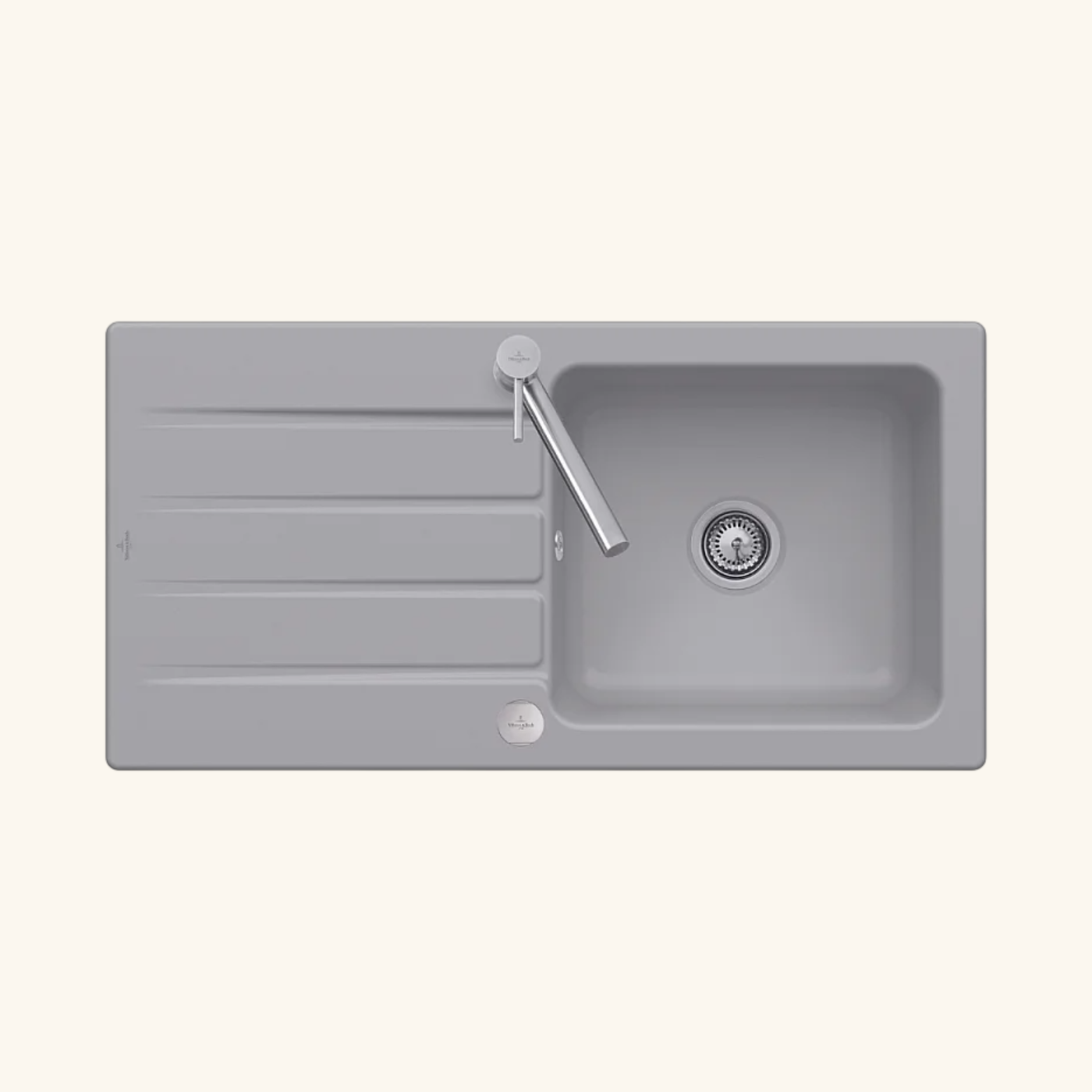 Evier céramique gris fossil Villeroy & Boch ARCHITECTURA 1 grand bac 1 égouttoir