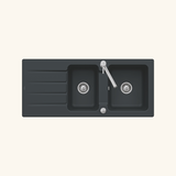 Evier céramique Villeroy & Boch ARCHITECTURA noir mat 2 bacs 1 égouttoir