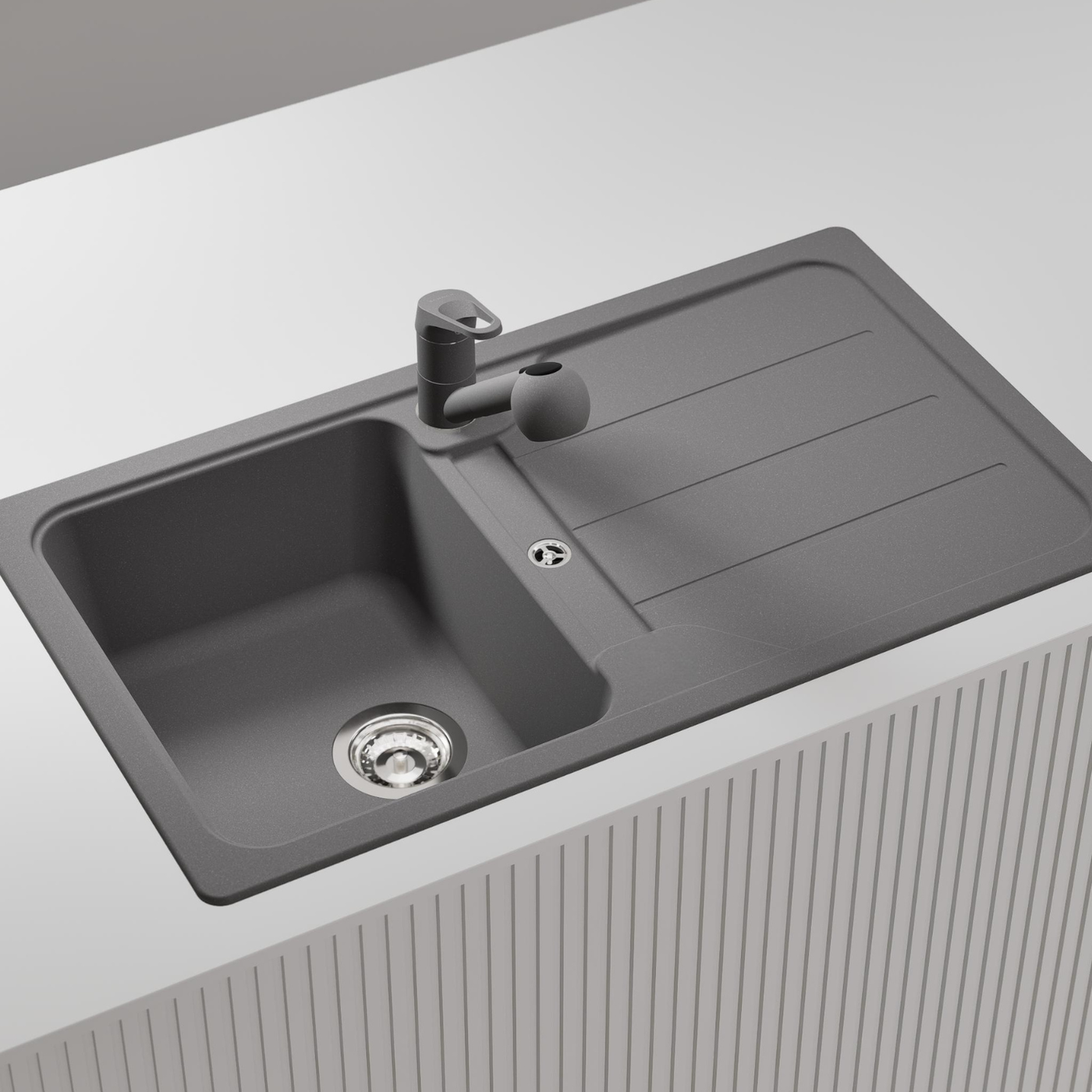 Évier granit gris Schock FORMHAUS 1 bac 1 égouttoir