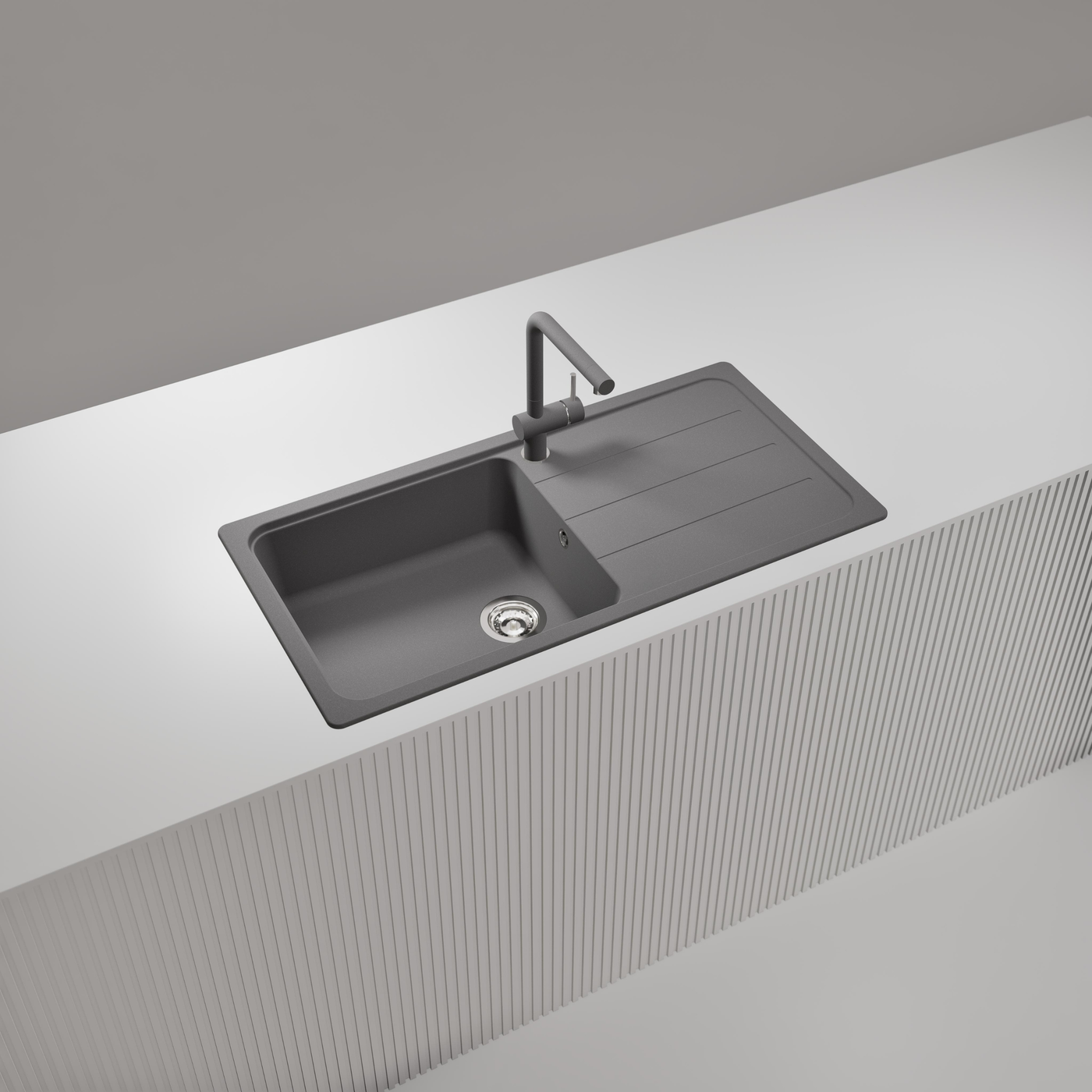 Évier granit gris Schock FORMHAUS 1 grand bac - 1 égouttoir