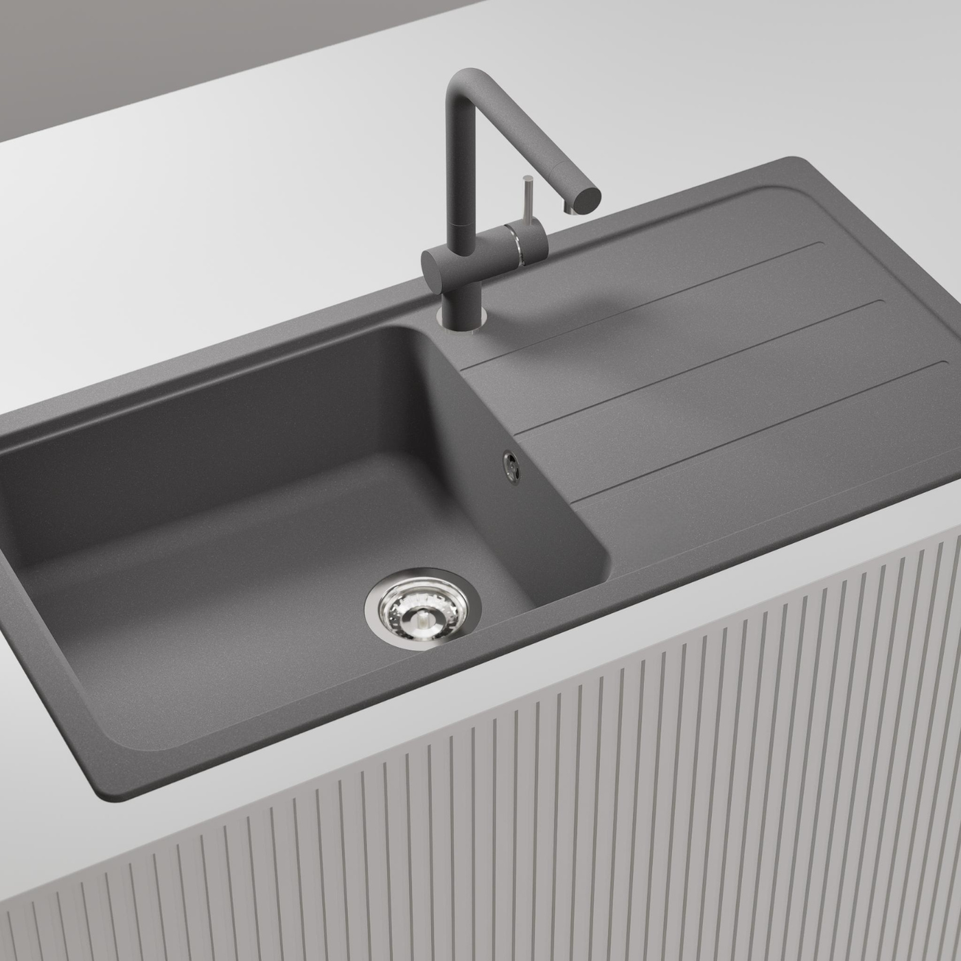 Évier granit gris Schock FORMHAUS 1 grand bac - 1 égouttoir
