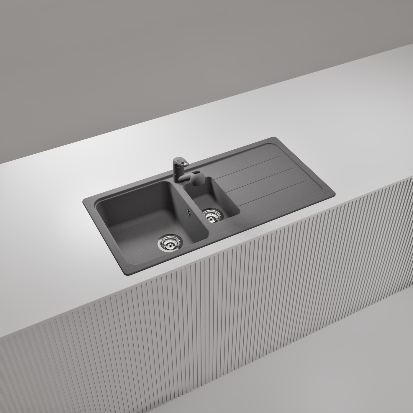 Évier granit gris Schock FORMHAUS 1 bac et demi - 1 égouttoir