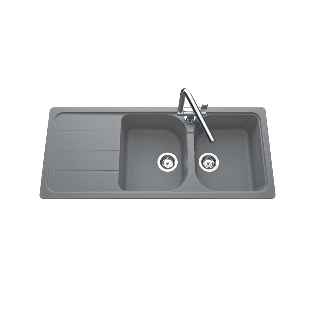 Évier granit gris Schock FORMHAUS 2 bacs 1 égouttoir