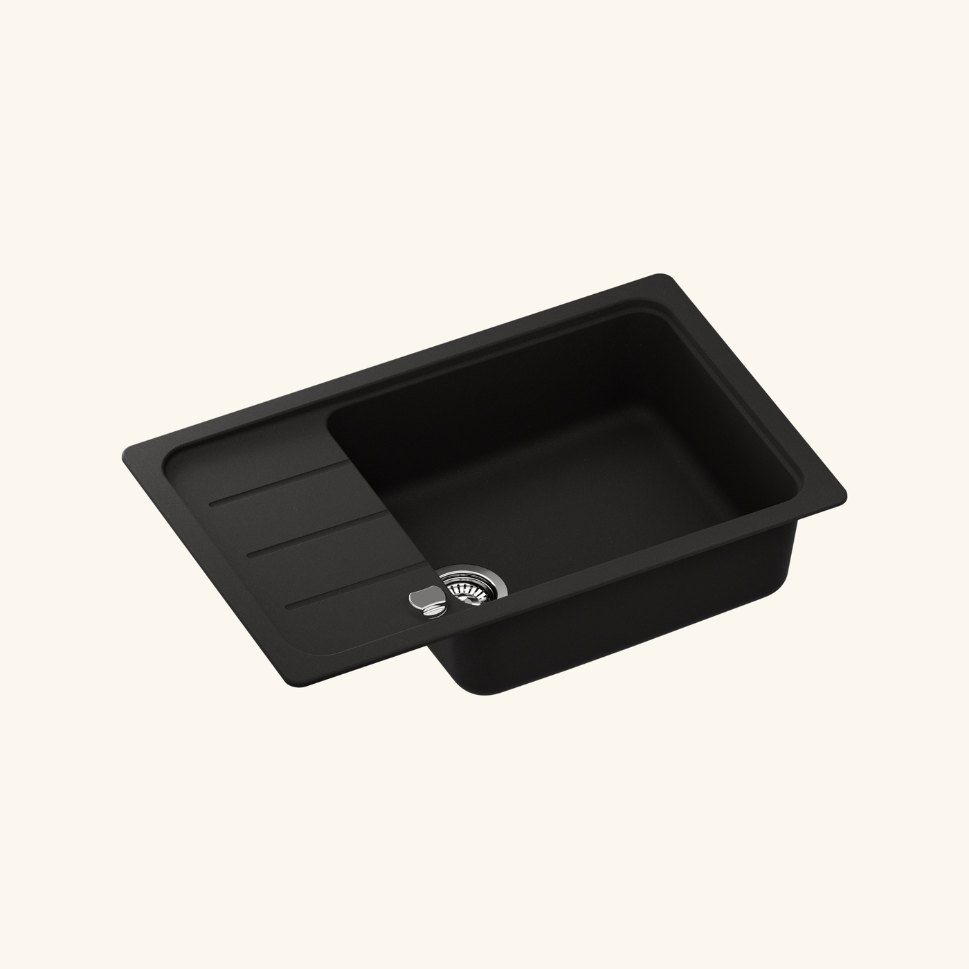 Evier granit noir Shock FORMHAUS 1 grand bac - 1 petit égouttoir