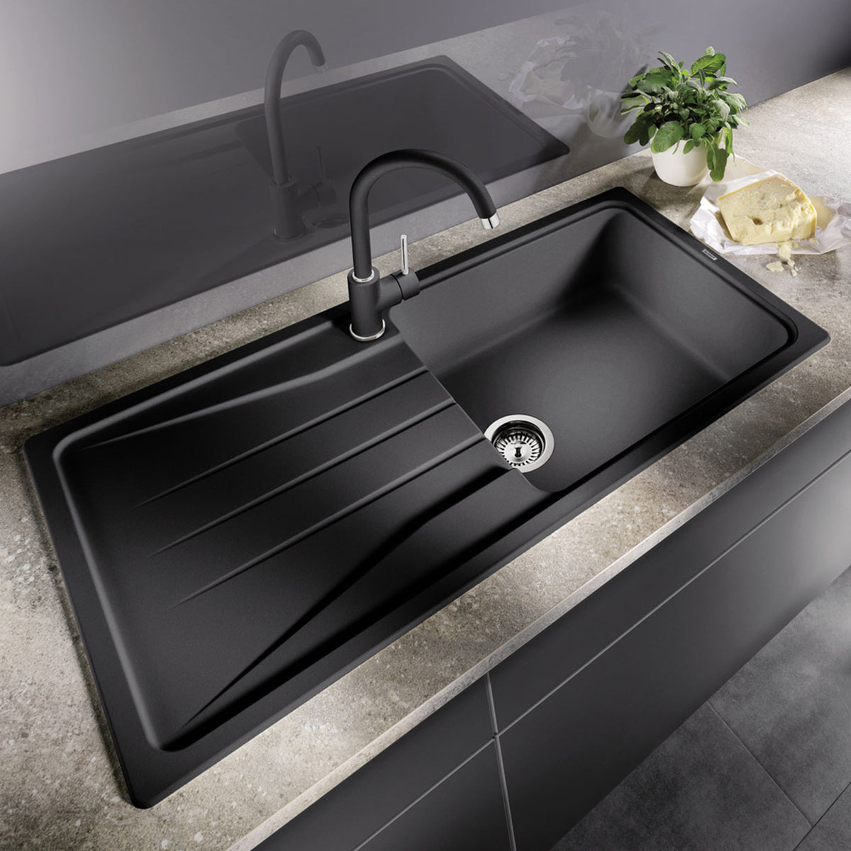 Evier granit Anthracite BLANCO SONA XL 6 S 1 grand bac