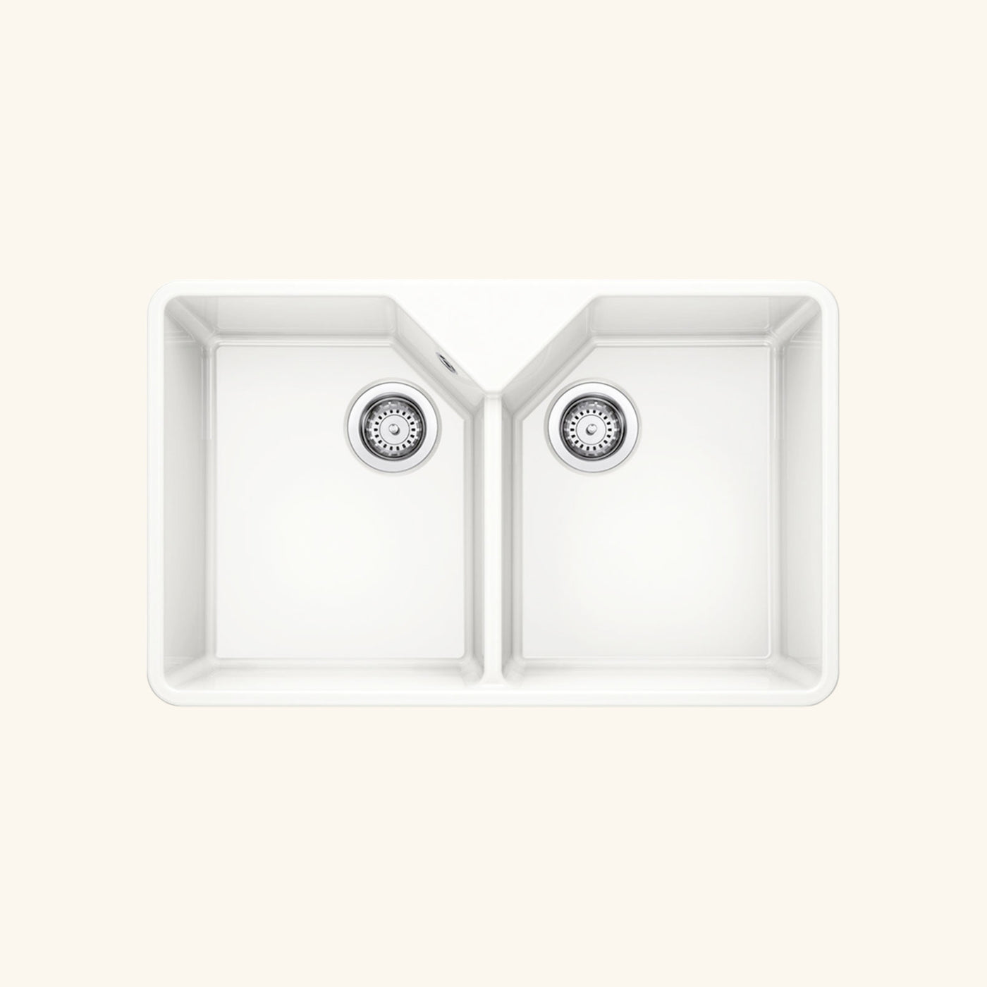 Évier timbre d´office céramique BLANCO VILLAE blanc 2 bacs