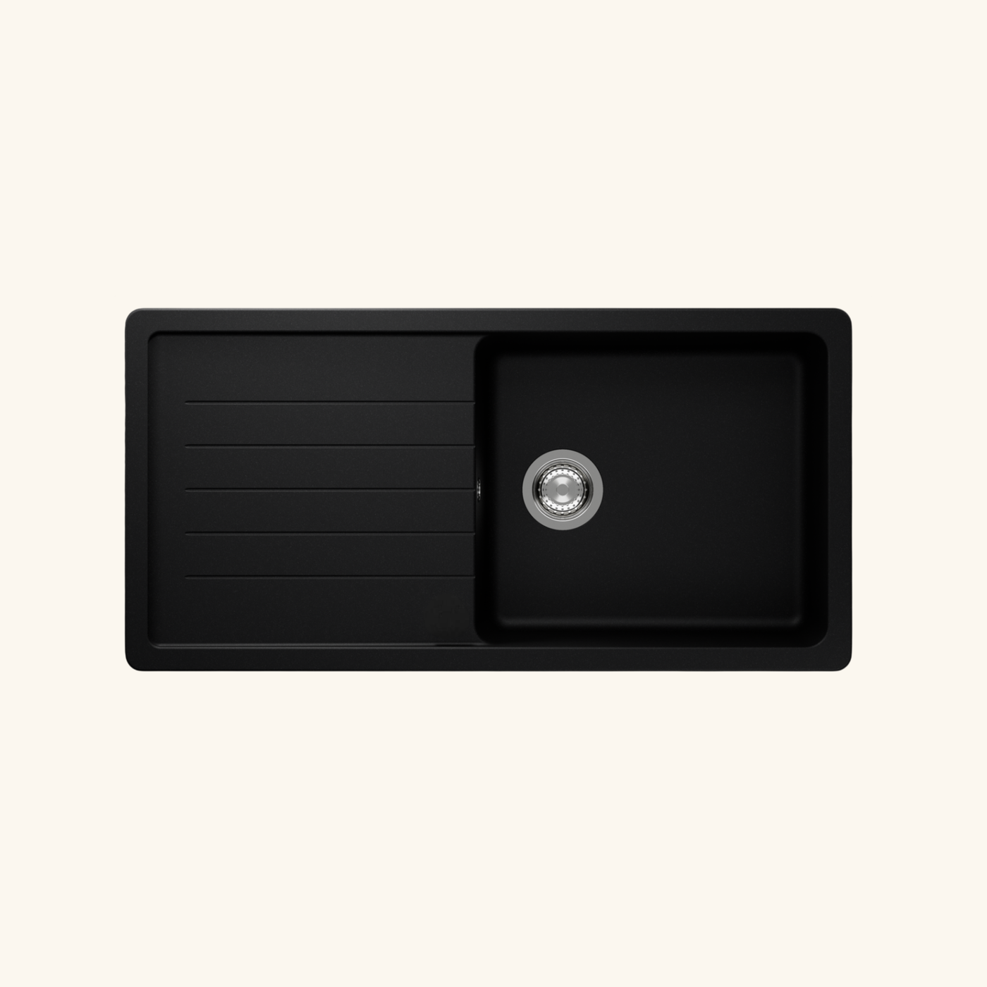 Évier granit noir Luisina BOHEME 1 grand bac 1 égouttoir