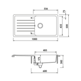 Évier granit noir Luisina BOHEME 1 grand bac 1 égouttoir