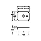 Evier sous-plan céramique blanc Villeroy & Boch CISTERNA 1 bac 550x440