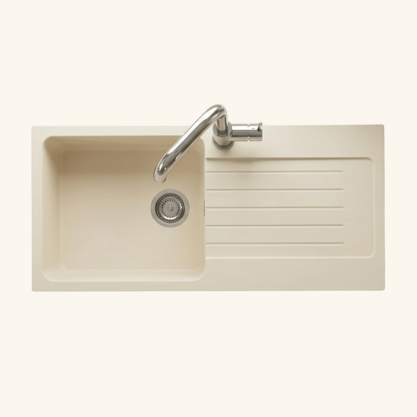 Évier granit beige Luisina DOLCE 1 grand bac 1 égouttoir