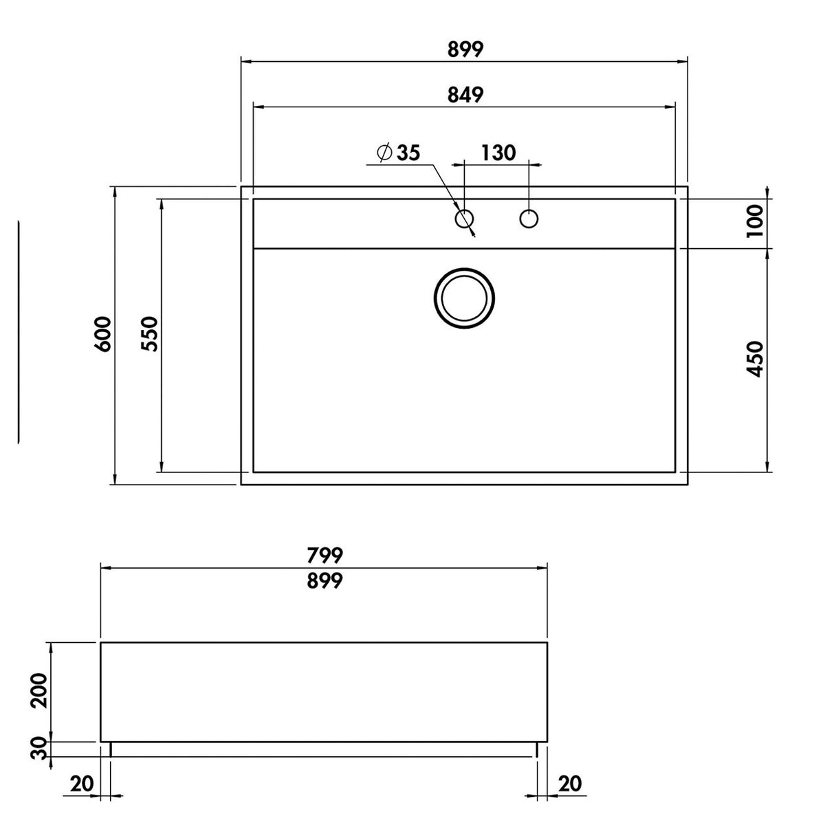 Évier timbre d´office inox lisse DIAMANTE 1 bac