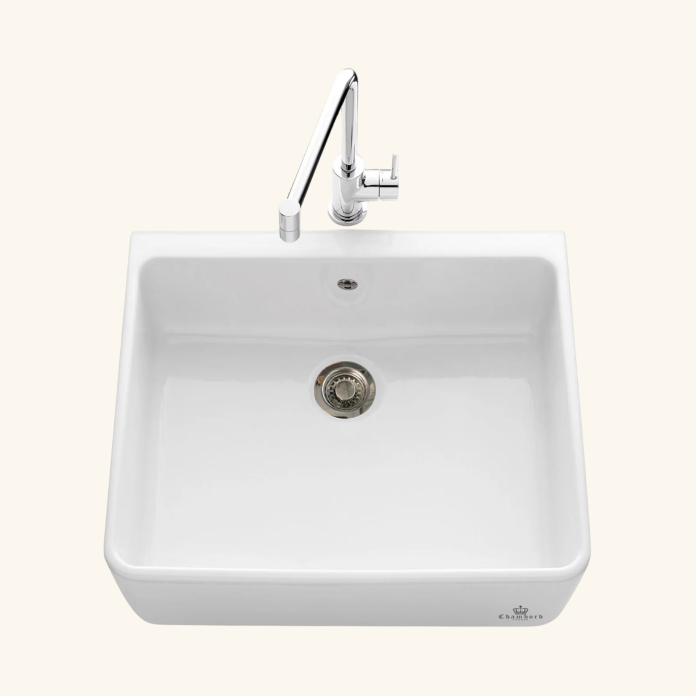 Évier timbre d'office céramique blanc EKIO I 1 bac