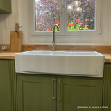 Évier timbre d'office céramique blanc EKIO NEWCO 2 bacs