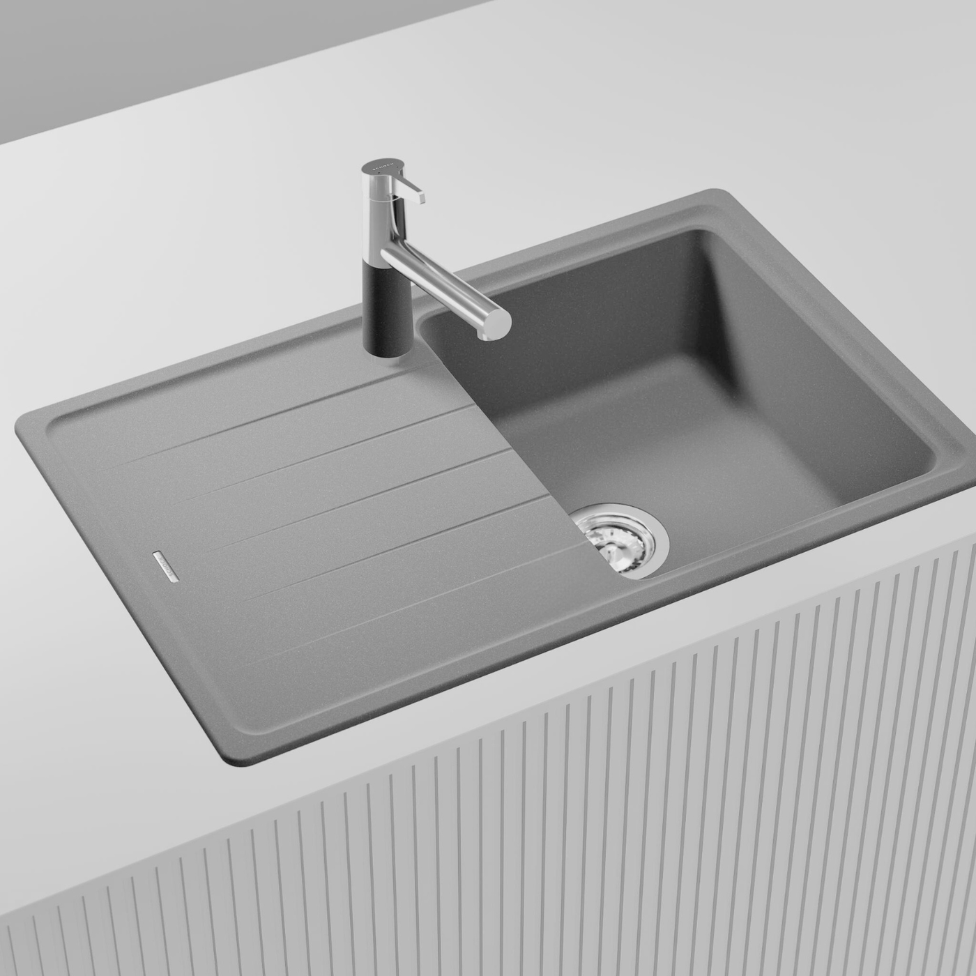 Évier granit gris Schock ELEMENT 1 bac 1 égouttoir