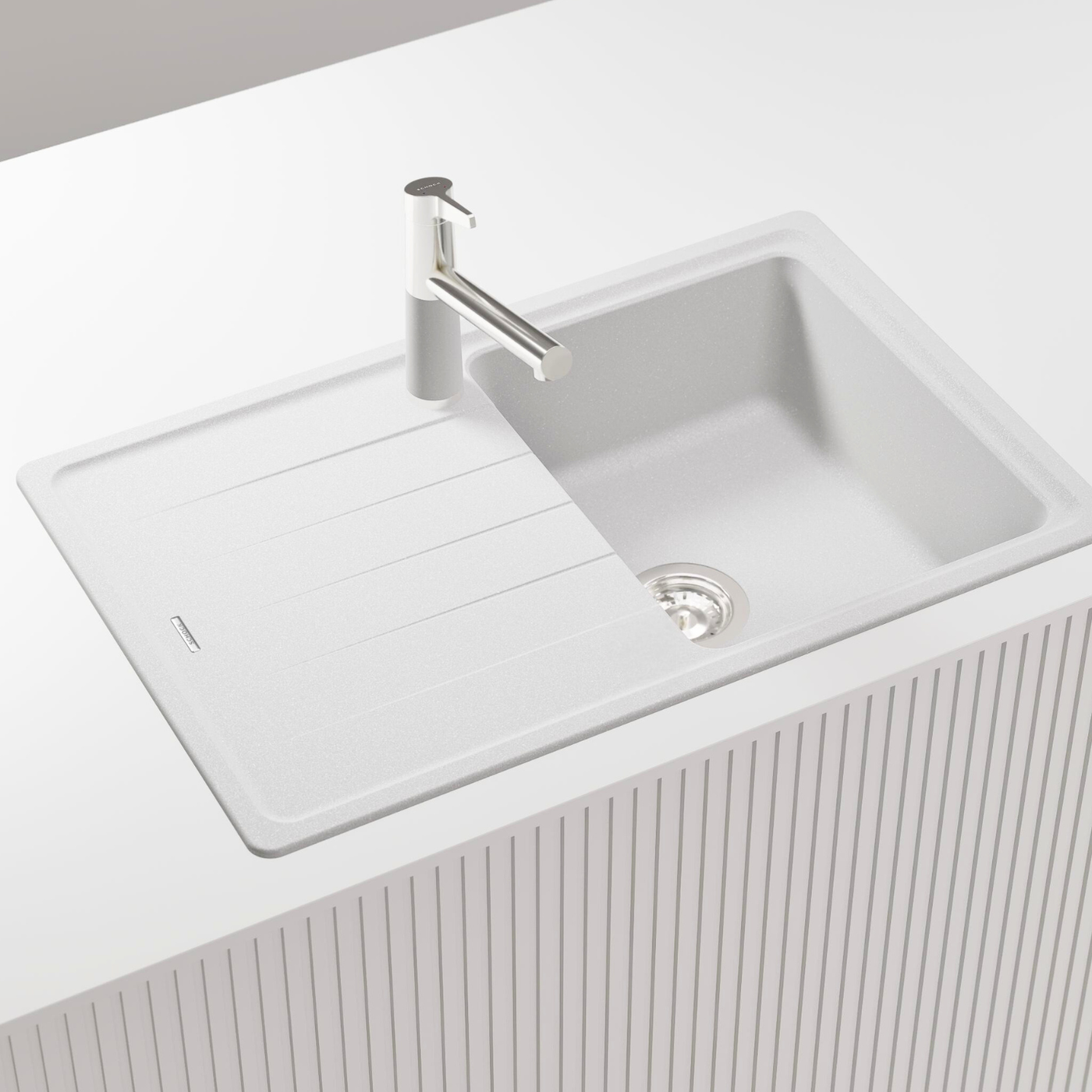 Évier granit blanc Schock ELEMENT 1 bac 1 égouttoir