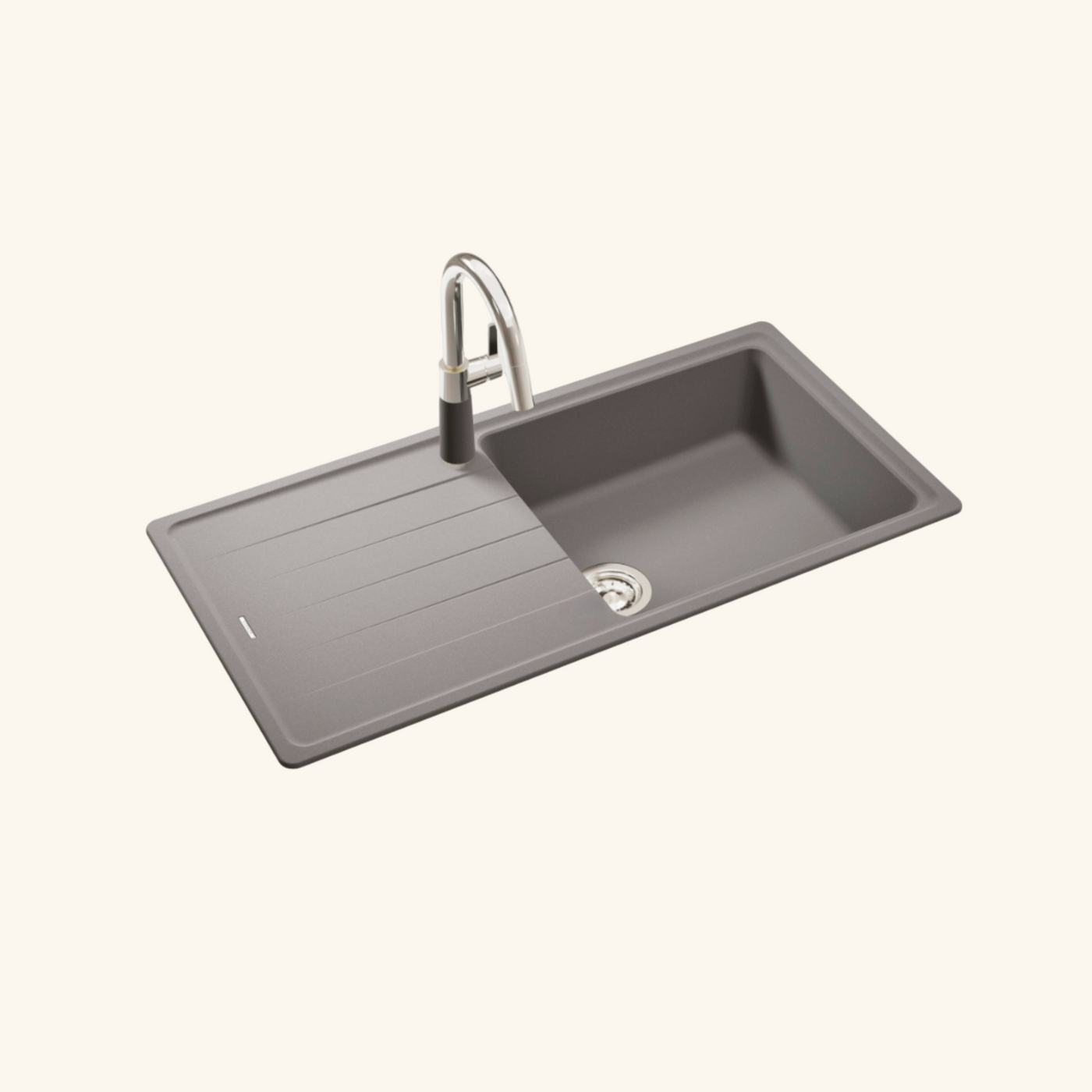 Évier granit gris Schock ELEMENT 1 grand bac 1 égouttoir