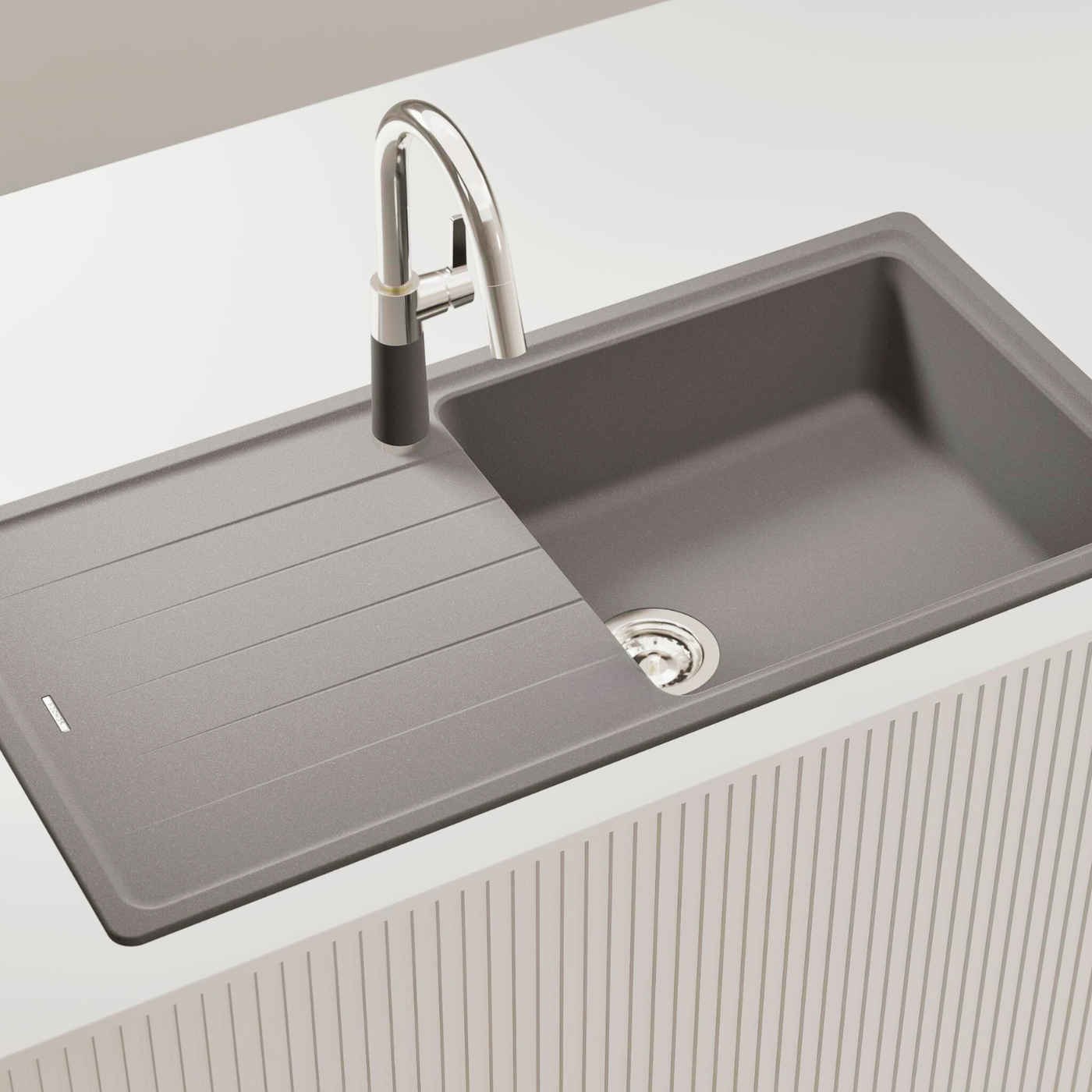 Évier granit gris Schock ELEMENT 1 grand bac 1 égouttoir