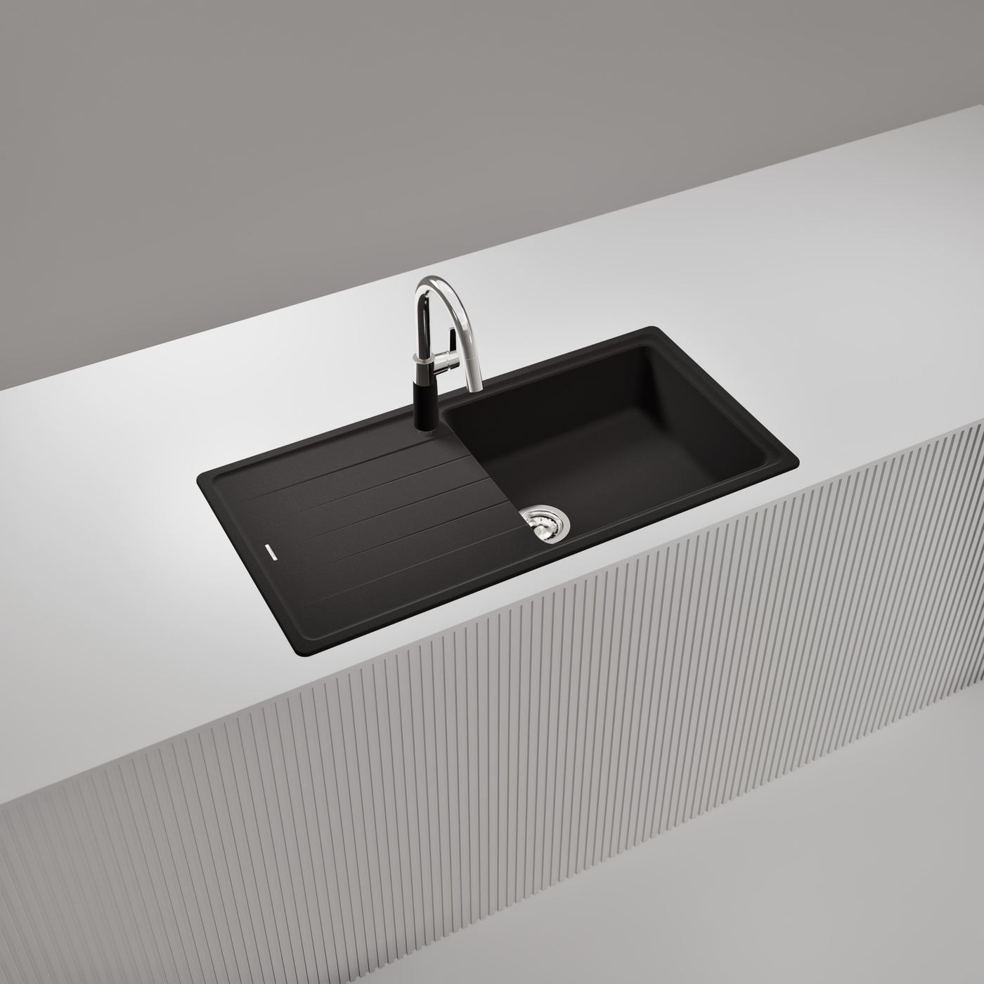 Évier granit noir Schock ELEMENT 1 grand bac 1 égouttoir