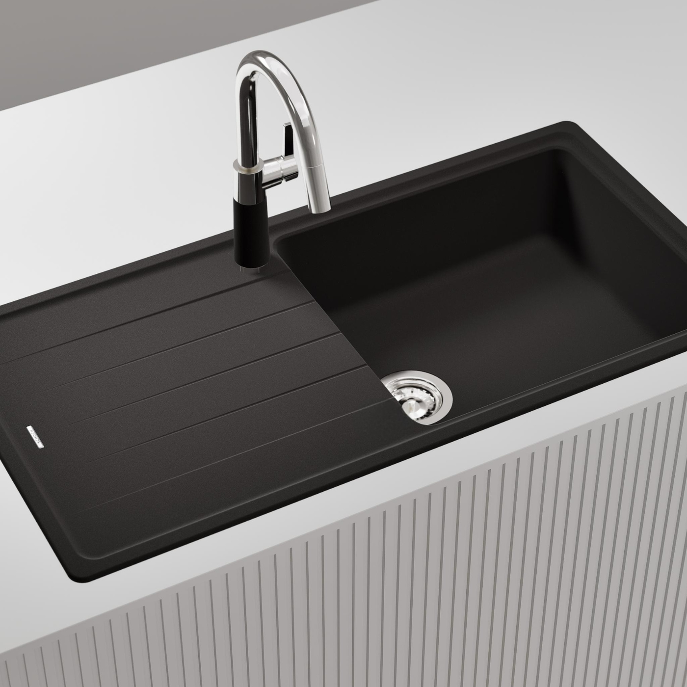 Évier granit noir Schock ELEMENT 1 grand bac 1 égouttoir