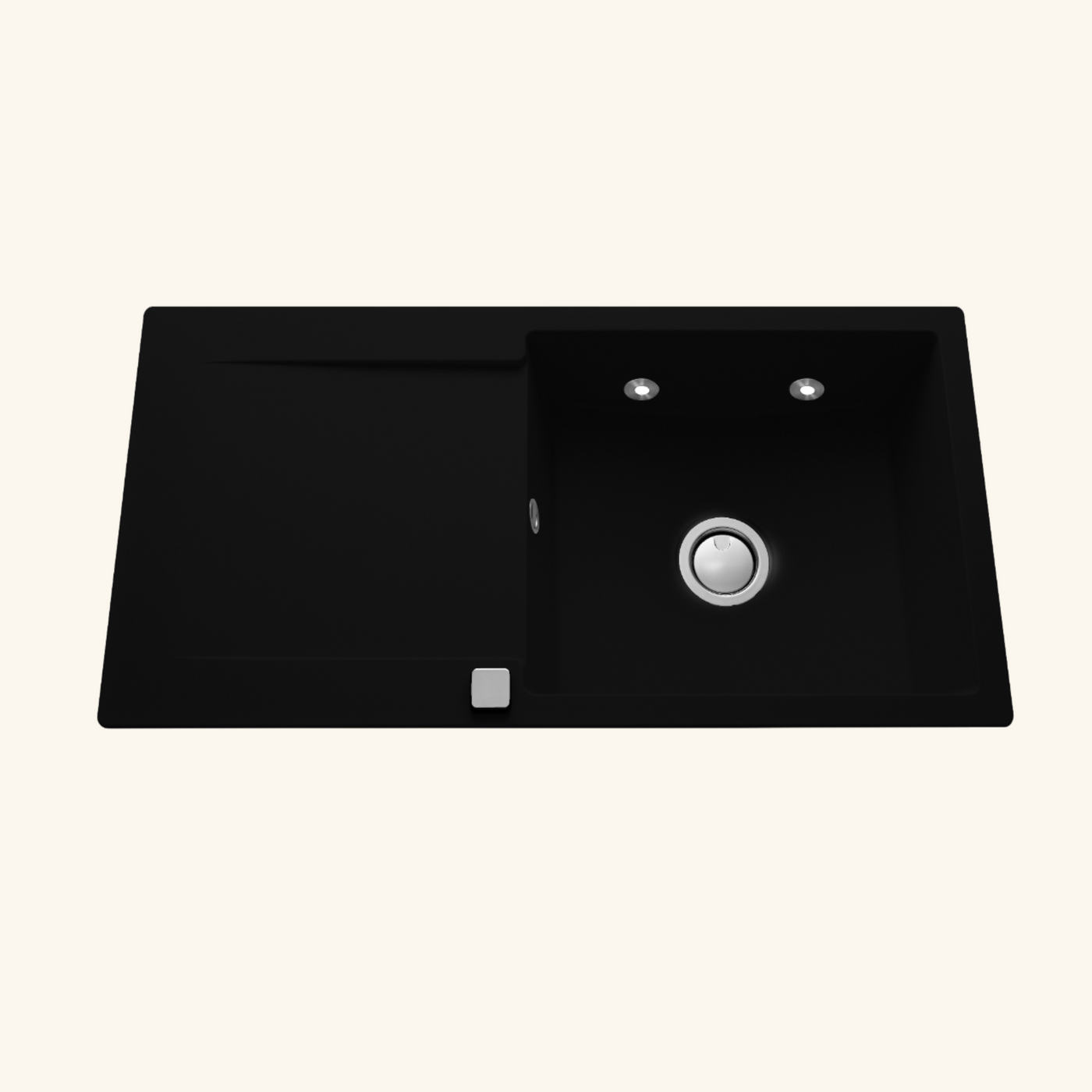 Évier granit noir Luisina EPURE 1 grand bac 1 égouttoir avec LED