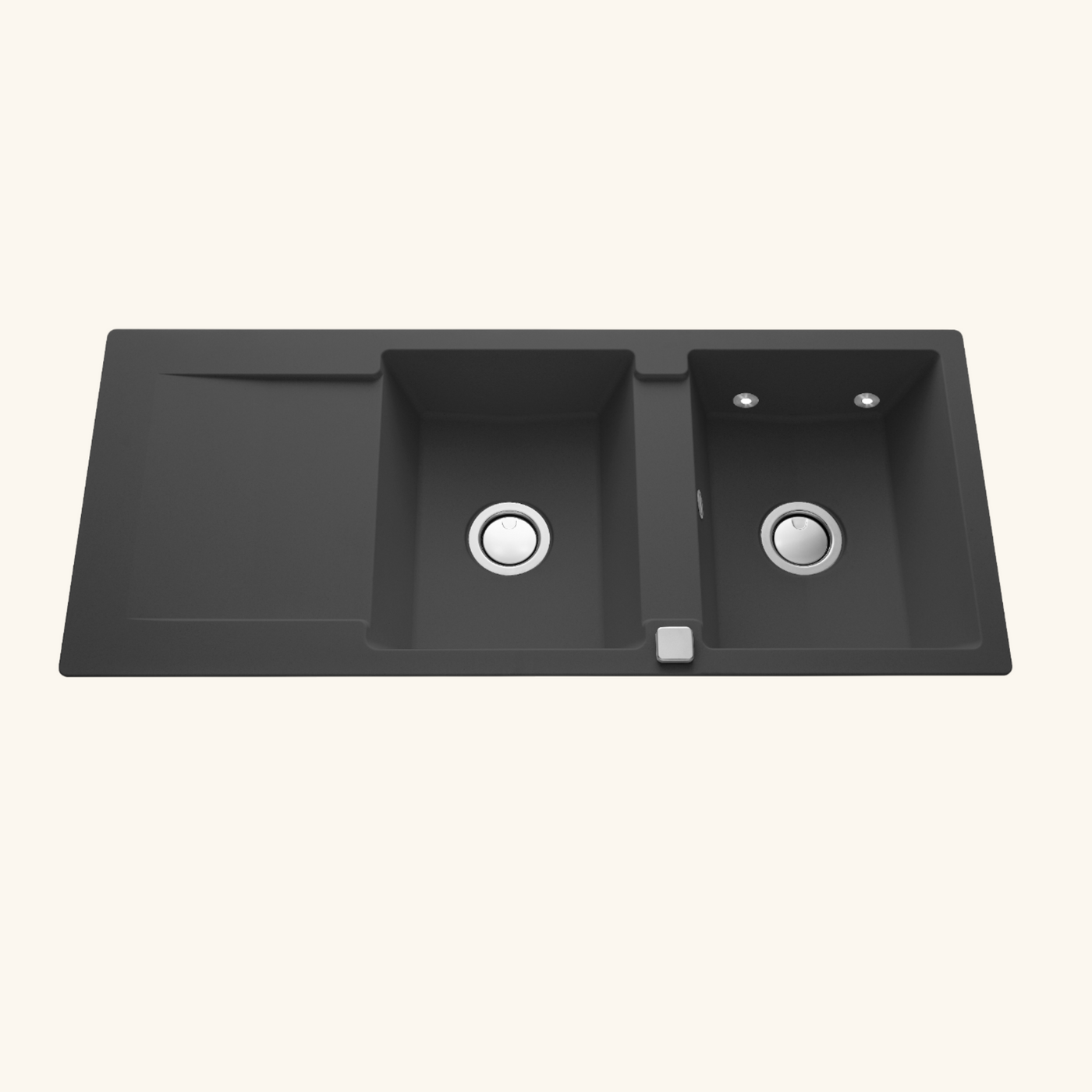 Évier granit anthracite Luisina EPURE 2 bacs 1 égouttoir avec LED
