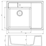 Évier timbre d´office granit blanc gris mat Kümbad EWEN 1 bac 1 égouttoir à droite