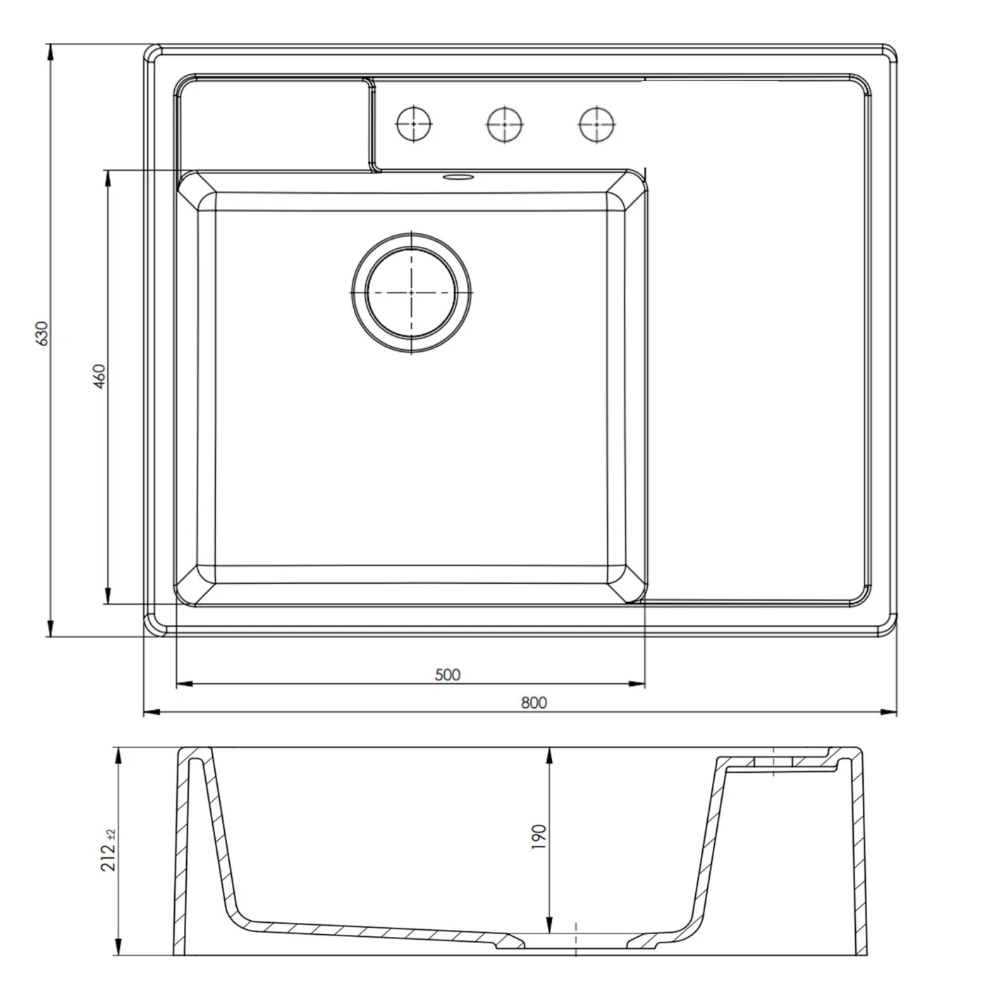Évier timbre d'office granit blanc grisé mat Kümbad EWEN 1 bac 1 égouttoir à droite