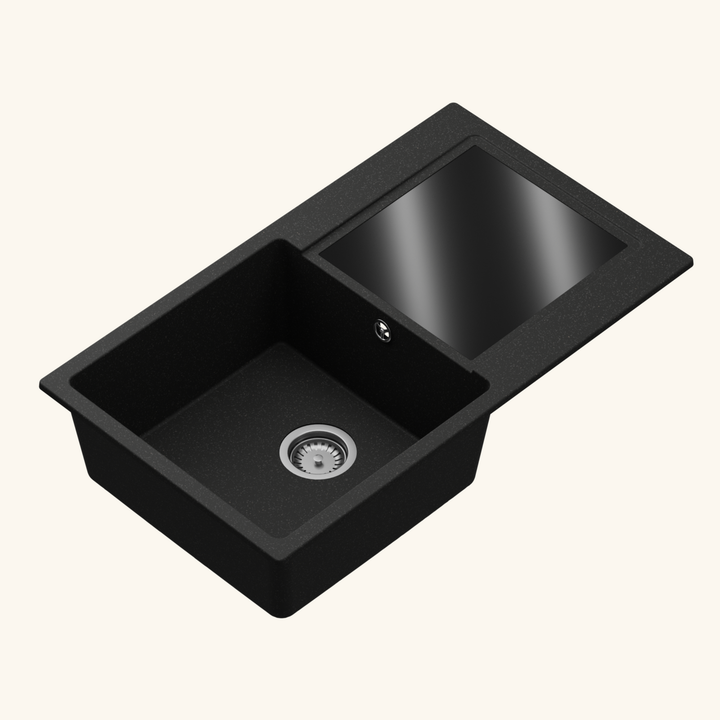 Evier granit noir métal Kümbad ELIZA 1 bac 1 égouttoir