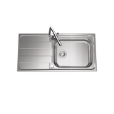 Évier inox lisse Luisina FUNK 1 grand bac 1 égouttoir